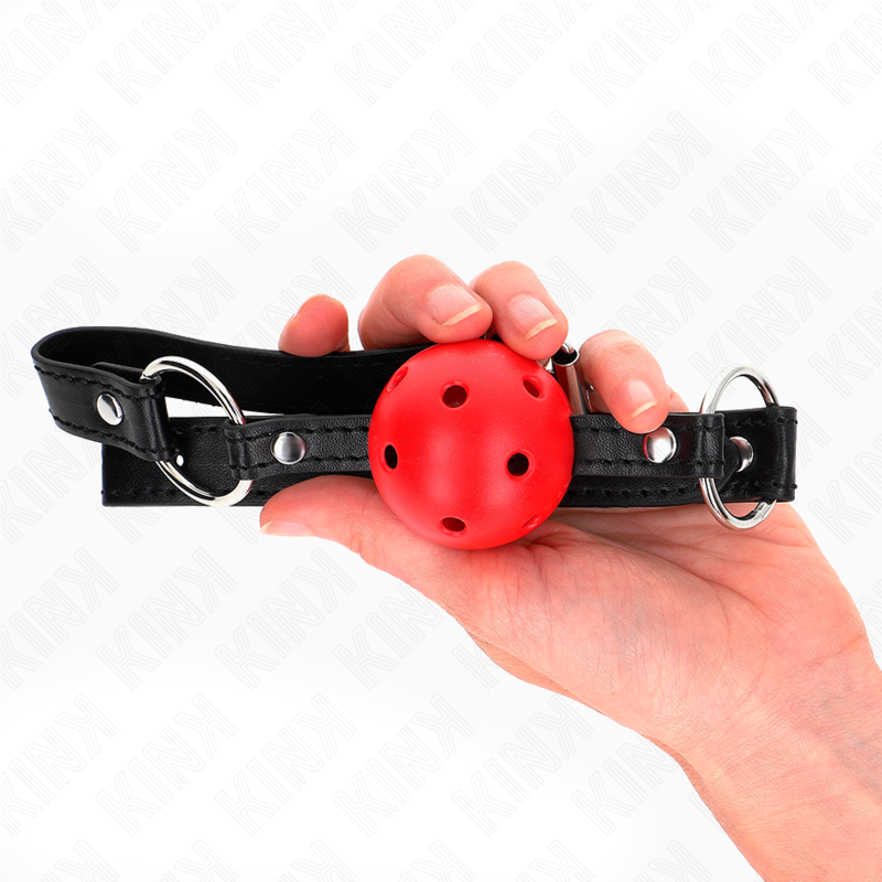 KINK - HOLLOW HARD RED BALL 4.5 CM GAG MODEL 1 63.5 X 2 CM - My naughty haven #