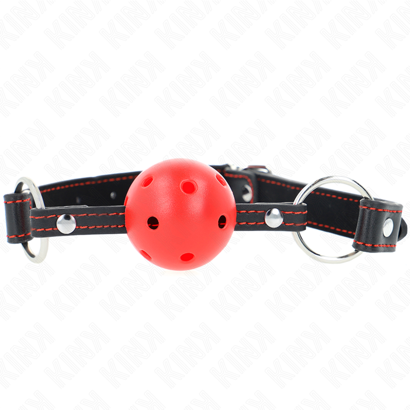 KINK - HOLLOW HARD RED BALL GAG MODEL 2 65 x 2.5 CM - My naughty haven #