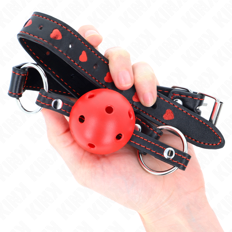 KINK - HOLLOW HARD RED BALL GAG MODEL 2 65 x 2.5 CM - My naughty haven #
