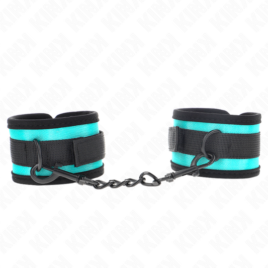 KINK - HOOK AND LOOP NYLON BIND WRIST RESTRAINTS BLACK-BLUE ADJUSTABLE 18-32 CM X 5 CM - My naughty haven #