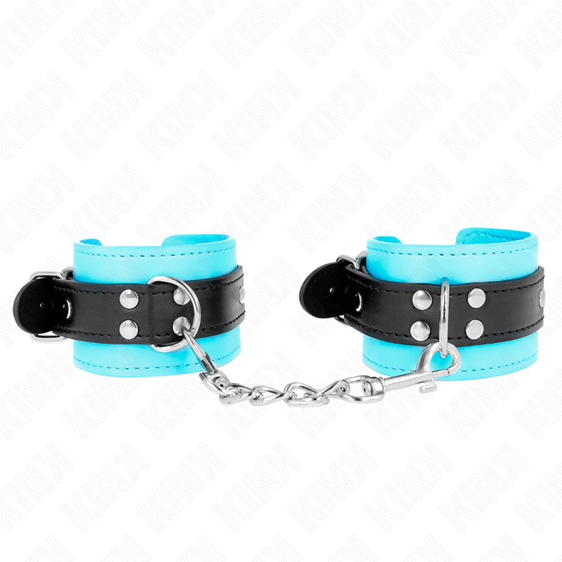 KINK - HOOK WRIST RESTRAINTS BLUE FUR LINED ADJUSTABLE 20-28 CM X 5.5 CM - My naughty haven #