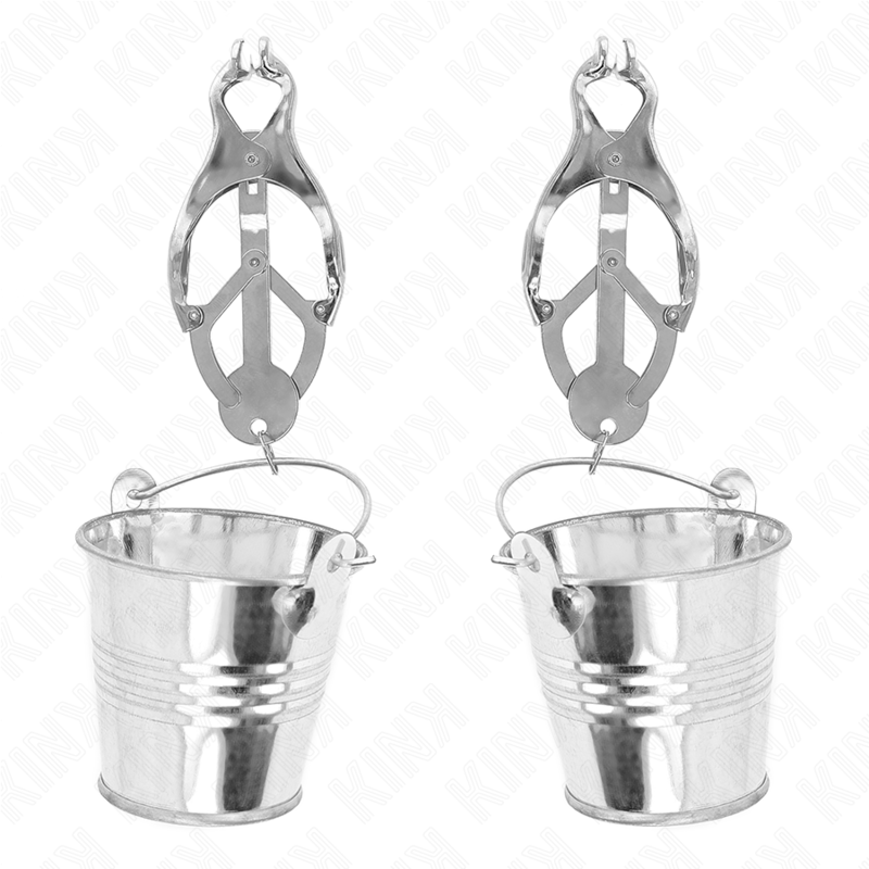 KINK - JAPANESE CLOVER NIPPLE CLAMPS WITH BUCKETS SILVER - My naughty haven #