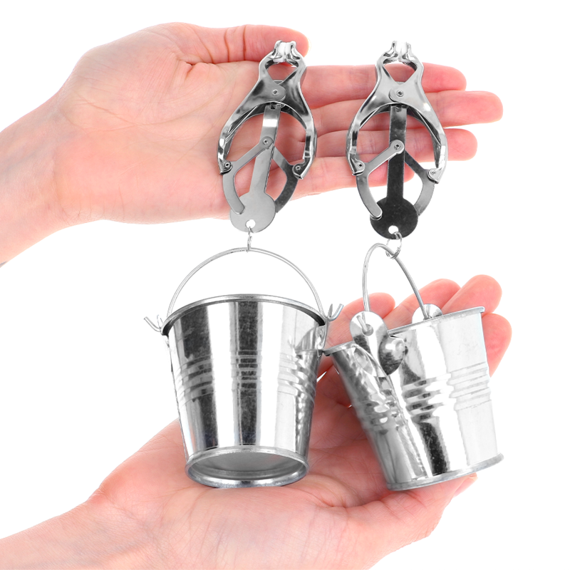 KINK - JAPANESE CLOVER NIPPLE CLAMPS WITH BUCKETS SILVER - My naughty haven #