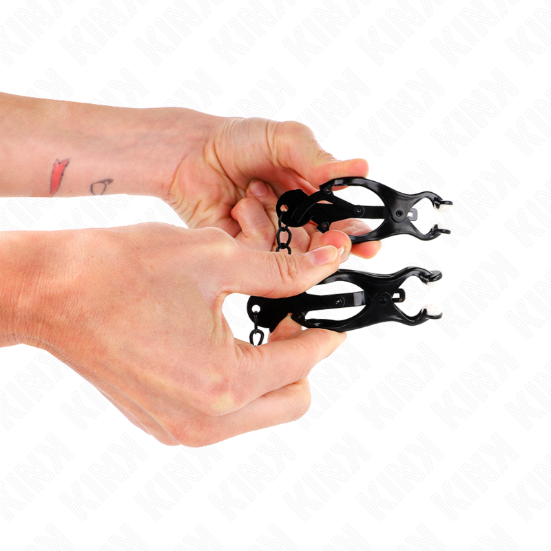 KINK - JAPANESE CLOVER NIPPLE CLAMPS WITH CHAIN BLACK 30 CM - My naughty haven #