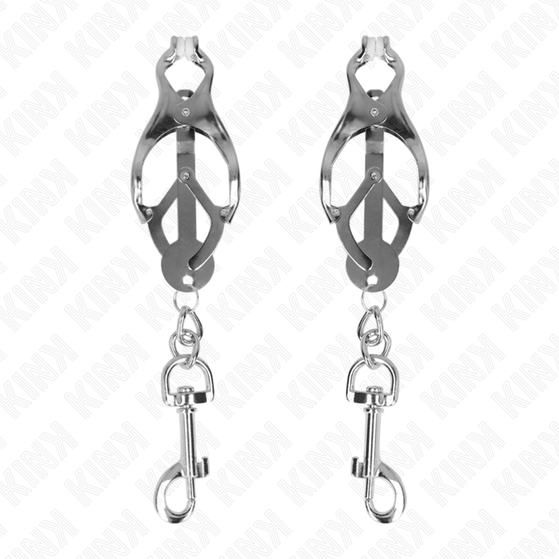 KINK - JAPANESE CLOVER NIPPLE CLAMPS WITH HOOKS SILVER - My naughty haven #