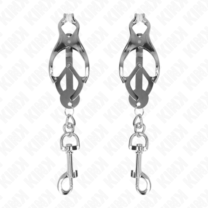 KINK - JAPANESE CLOVER NIPPLE CLAMPS WITH HOOKS SILVER - My naughty haven #