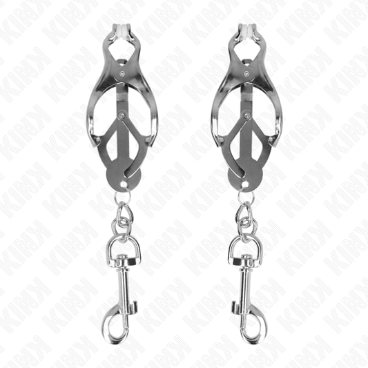 KINK - JAPANESE CLOVER NIPPLE CLAMPS WITH HOOKS SILVER - My naughty haven #