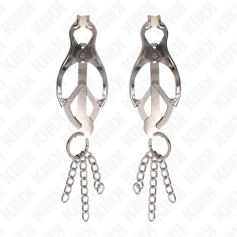 KINK - JAPANESE CLOVER NIPPLE CLAMPS WITH LITTLE CHAINS SILVER - My naughty haven #
