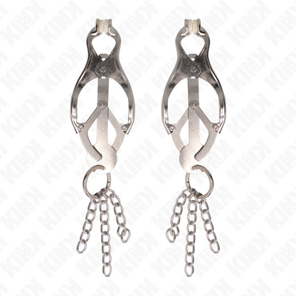 KINK - JAPANESE CLOVER NIPPLE CLAMPS WITH LITTLE CHAINS SILVER - My naughty haven #