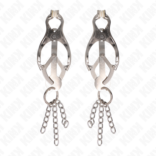 KINK - JAPANESE CLOVER NIPPLE CLAMPS WITH LITTLE CHAINS SILVER - My naughty haven #