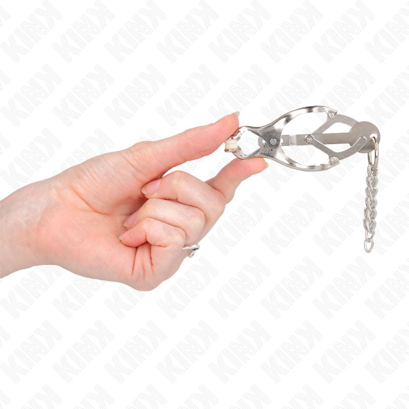 KINK - JAPANESE CLOVER NIPPLE CLAMPS WITH LITTLE CHAINS SILVER - My naughty haven #