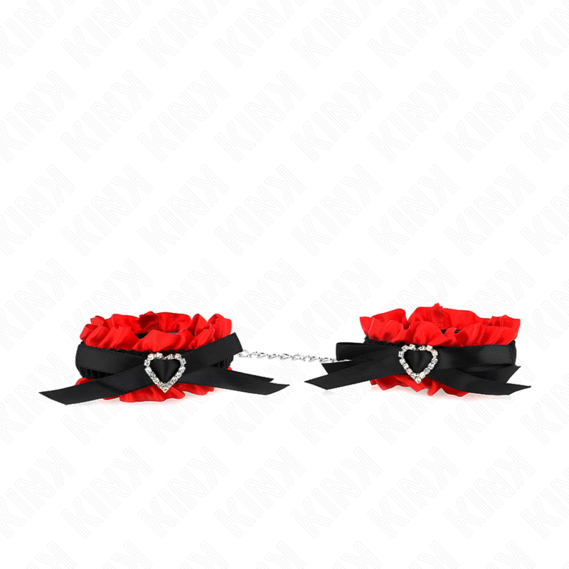 KINK - LACE ELASTIC WRIST RESTRAINTS RED HEART DETAILS ADJUSTABLE 22-35 CM - My naughty haven #