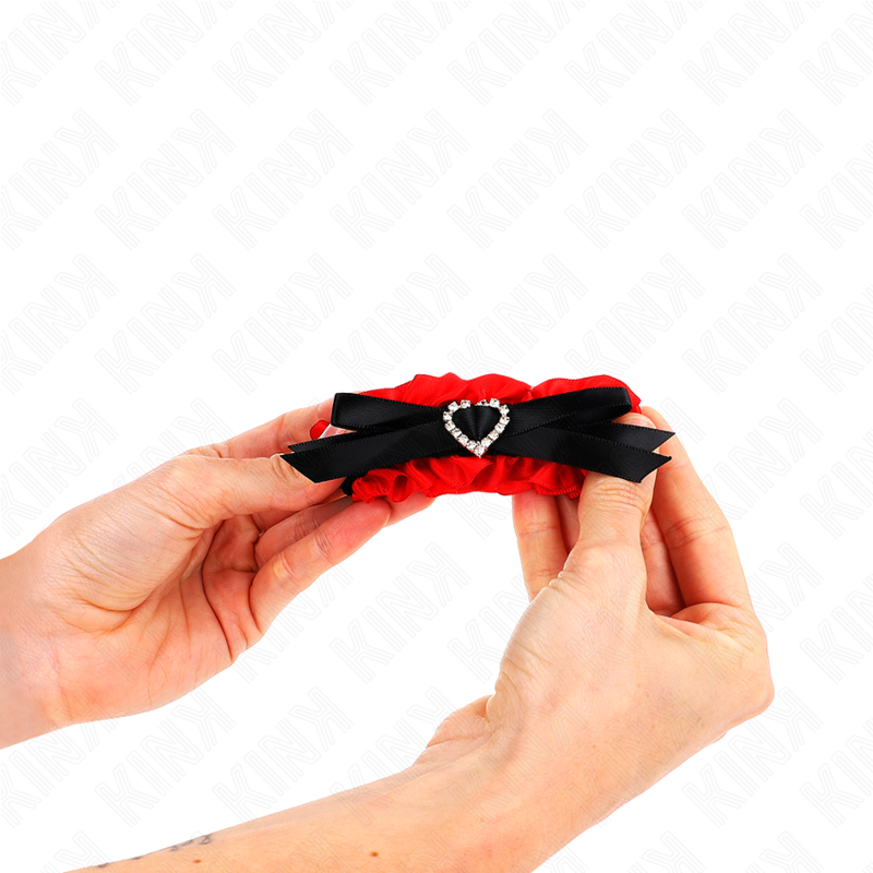 KINK - LACE ELASTIC WRIST RESTRAINTS RED HEART DETAILS ADJUSTABLE 22-35 CM - My naughty haven #