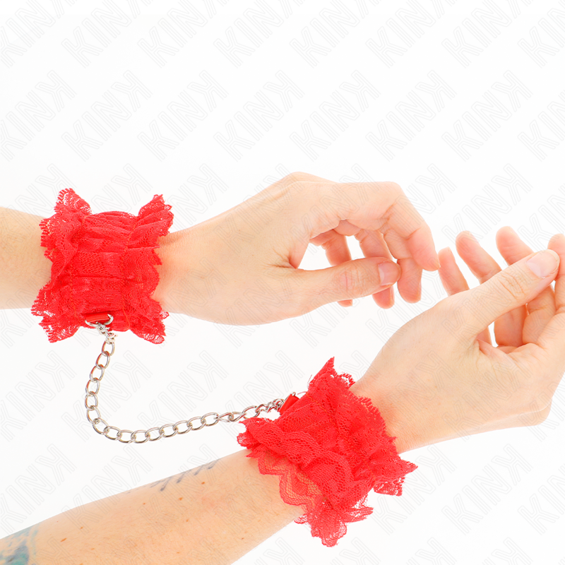 KINK - LACE ELASTIC WRIST RESTRAINTS RED - My naughty haven #