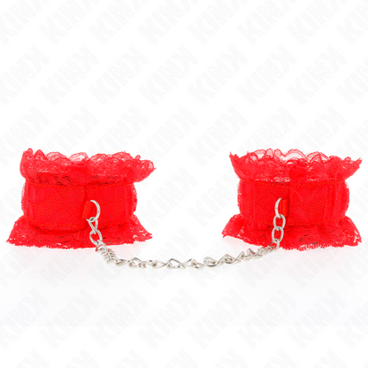 KINK - LACE ELASTIC WRIST RESTRAINTS RED - My naughty haven #
