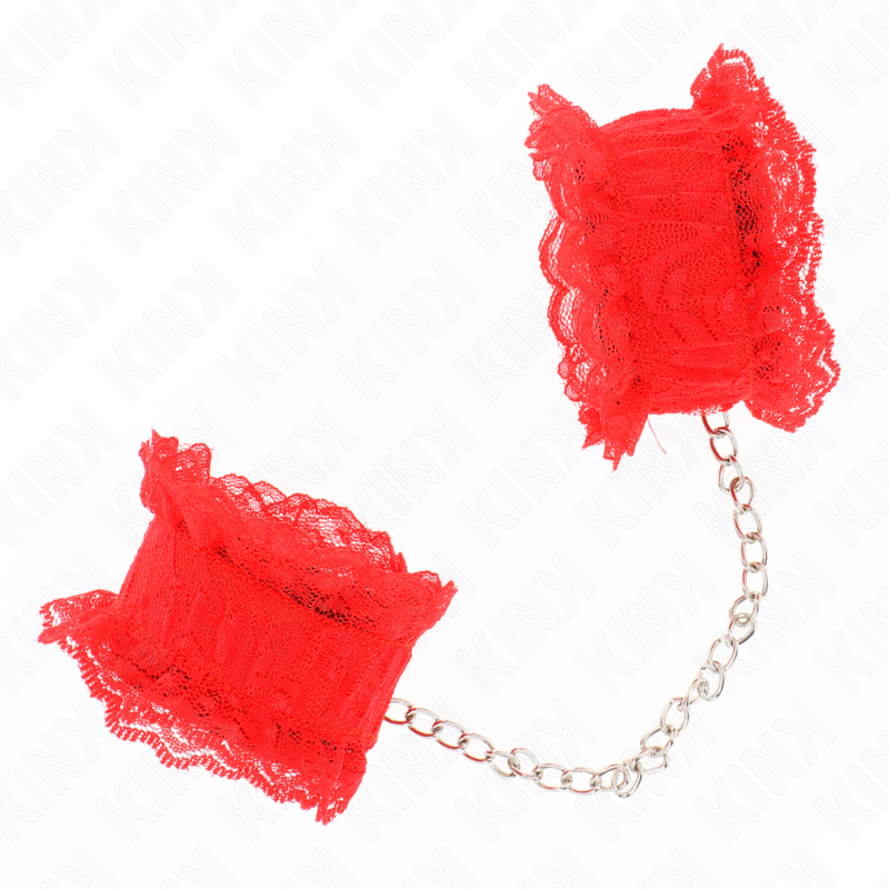 KINK - LACE ELASTIC WRIST RESTRAINTS RED - My naughty haven #
