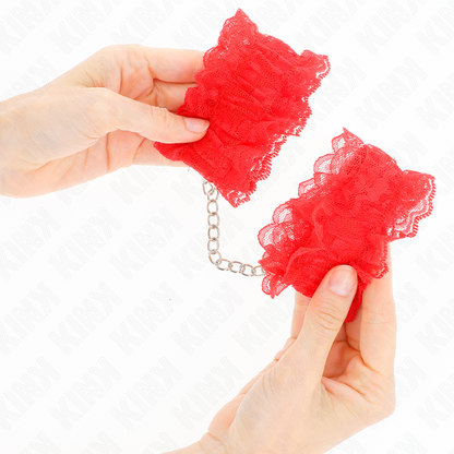 KINK - LACE ELASTIC WRIST RESTRAINTS RED - My naughty haven #