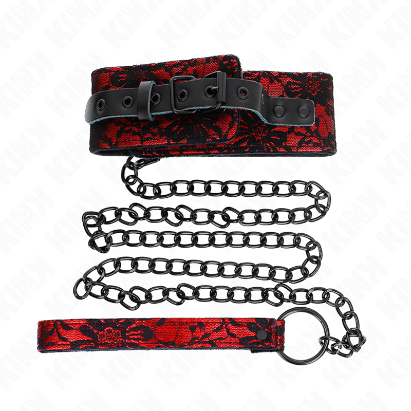 KINK - LACE NECKLACE WITH BELT WITH REAL LEATHER BELT 105 CM / 44 X 5.5 CM - My naughty haven #