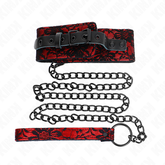 KINK - LACE NECKLACE WITH BELT WITH REAL LEATHER BELT 105 CM / 44 X 5.5 CM - My naughty haven #