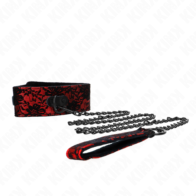 KINK - LACE NECKLACE WITH BELT WITH REAL LEATHER BELT 105 CM / 44 X 5.5 CM - My naughty haven #