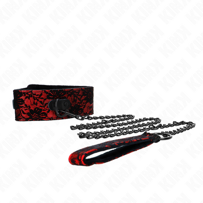KINK - LACE NECKLACE WITH BELT WITH REAL LEATHER BELT 105 CM / 44 X 5.5 CM - My naughty haven #