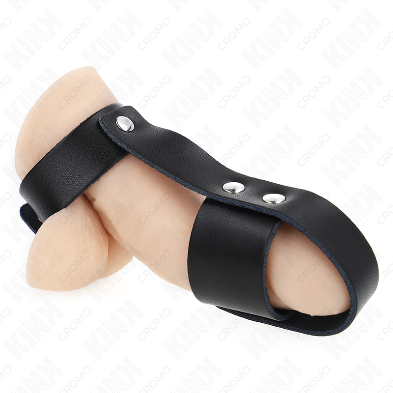 KINK - LEATHER PENIS CAGE RING WITH ADJUSTABLE BALL DIVIDER - My naughty haven #