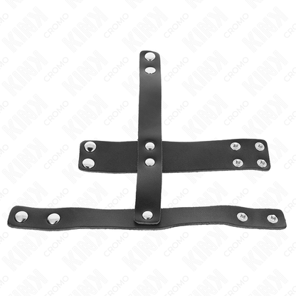 KINK - LEATHER PENIS CAGE RING WITH ADJUSTABLE BALL DIVIDER - My naughty haven #
