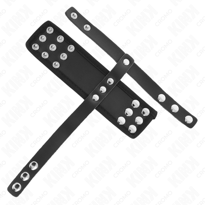 KINK - LEATHER PENIS CAGE RING WITH ADJUSTABLE COATED BALL DIVIDER STRAP - My naughty haven #