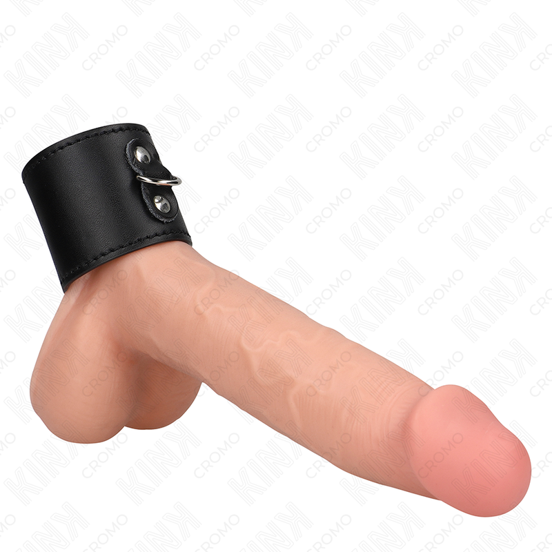 KINK - LEATHER PENIS RING WITH PRESSURE CLOSURE 18 X 5 CM - My naughty haven #