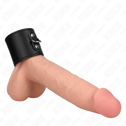 KINK - LEATHER PENIS RING WITH PRESSURE CLOSURE 18 X 5 CM - My naughty haven #