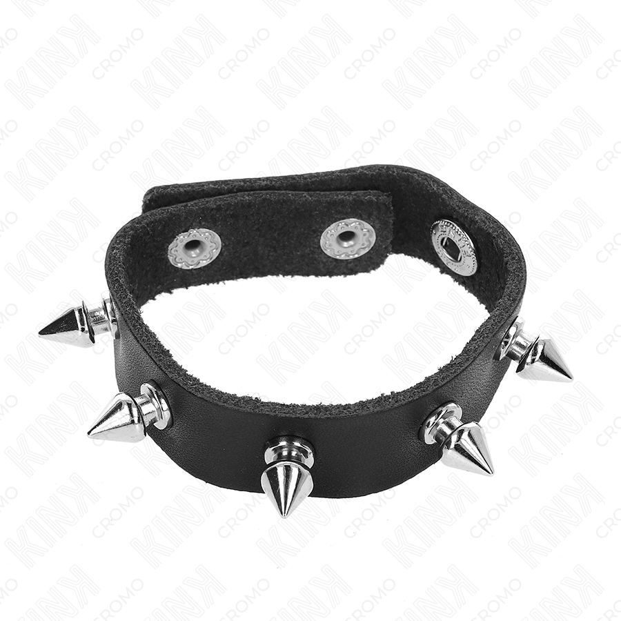KINK - LEATHER PENIS RING WITH SPIKES 21.5 X 1.6 CM - My naughty haven #