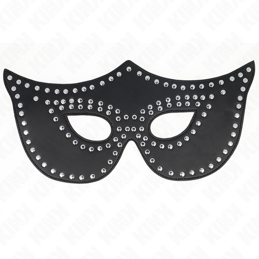 KINK - LEATHERETTE MASK WITH RIVETS MODEL 2 30 x 12 CM - My naughty haven #
