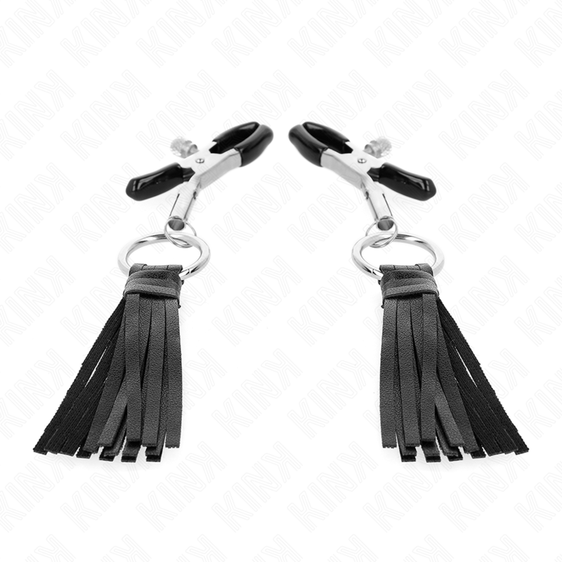 KINK - LEATHERETTE TASSEL NIPPLE CLAMPS 6 CM - My naughty haven #