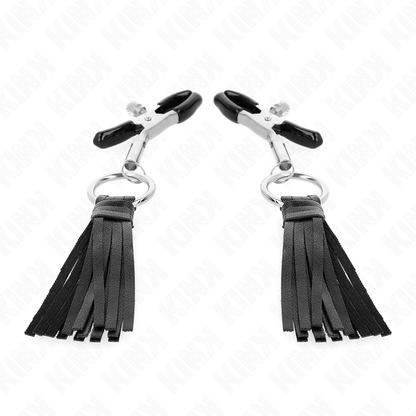 KINK - LEATHERETTE TASSEL NIPPLE CLAMPS 6 CM - My naughty haven #