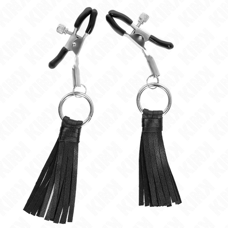 KINK - LEATHERETTE TASSEL NIPPLE CLAMPS 6 CM - My naughty haven #