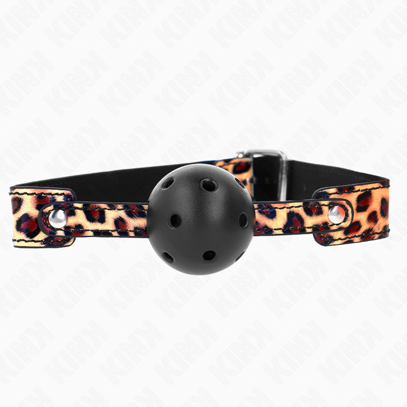 KINK - LEOPARD BREATHABLE BALL 4.5 CM GAG 65 x 2.5 CM - My naughty haven #