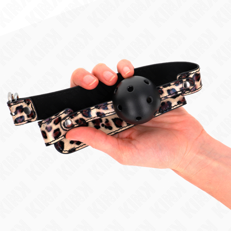 KINK - LEOPARD BREATHABLE BALL 4.5 CM GAG 65 x 2.5 CM - My naughty haven #