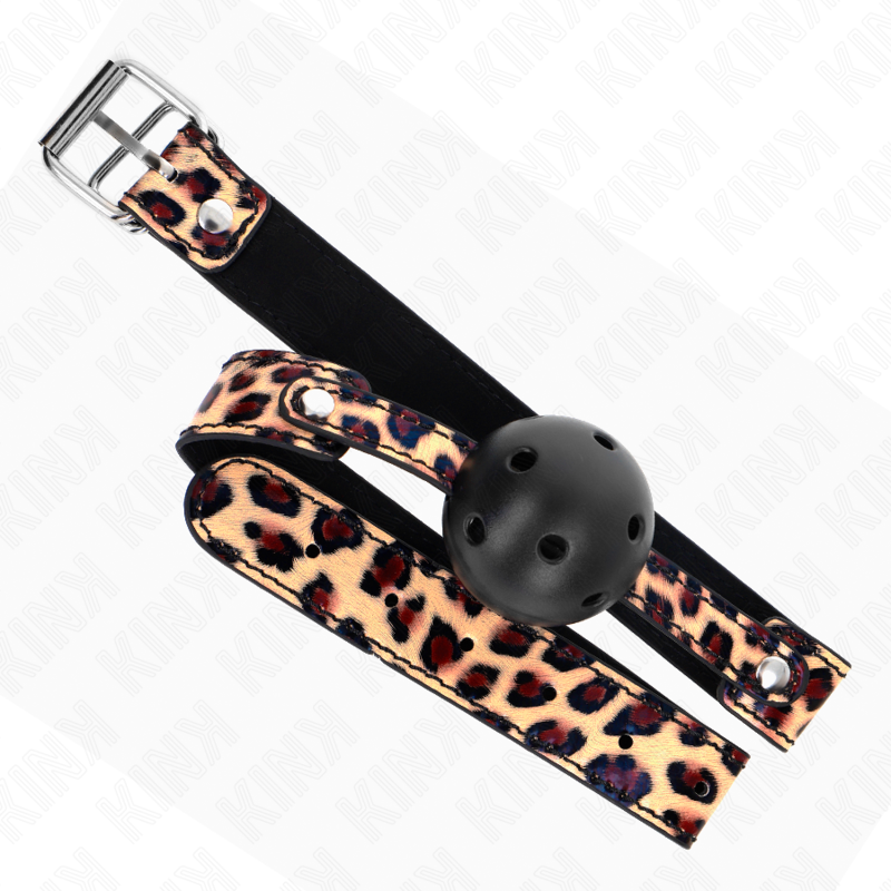 KINK - LEOPARD BREATHABLE BALL 4.5 CM GAG 65 x 2.5 CM - My naughty haven #