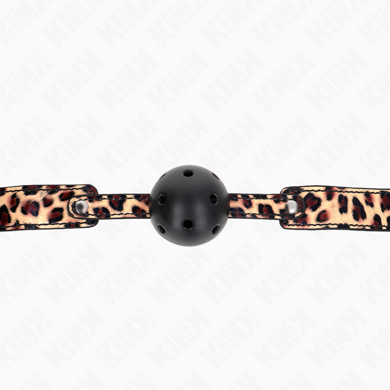 KINK - LEOPARD BREATHABLE BALL 4.5 CM GAG 65 x 2.5 CM - My naughty haven #