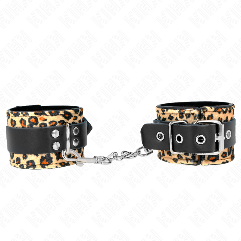 KINK - LEOPARD REAL LEATHER WRIST RESTRAINT ADJUSTABLE 18-29 CM X 5.5 CM - My naughty haven #