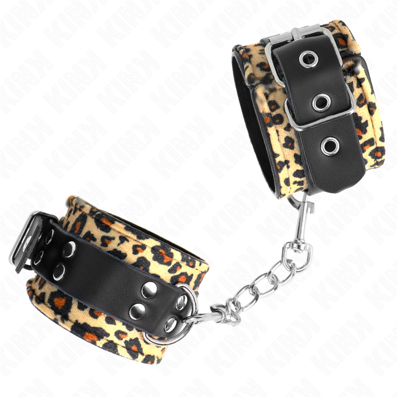 KINK - LEOPARD REAL LEATHER WRIST RESTRAINT ADJUSTABLE 18-29 CM X 5.5 CM - My naughty haven #
