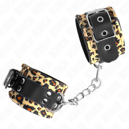 KINK - LEOPARD REAL LEATHER WRIST RESTRAINT ADJUSTABLE 18-29 CM X 5.5 CM - My naughty haven #