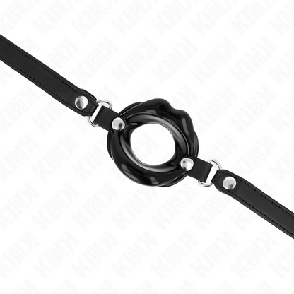 KINK - LIP 8 CM GAG WITH BLACK LEATHERETTE STRAP 63 x 2 CM ADJUSTABLE 39-58 CM - My naughty haven #