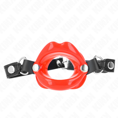 KINK - LIP 8 CM GAG WITH RED LEATHERETTE STRAP 63 x 2 CM ADJUSTABLE 39-58 CM - My naughty haven #