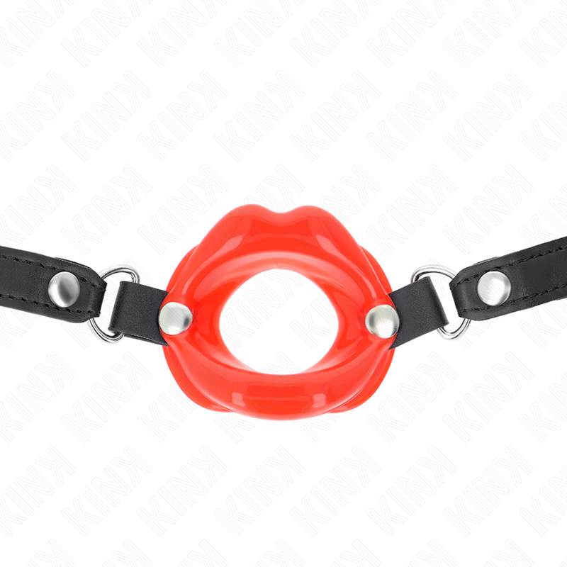 KINK - LIP 8 CM GAG WITH RED LEATHERETTE STRAP 63 x 2 CM ADJUSTABLE 39-58 CM - My naughty haven #