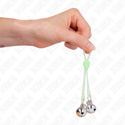 KINK - LUMINOUS SKULL NIPPLE CLAMPS WITH RING BELLS ADJUSTABLE GREEN / SILVER - My naughty haven #