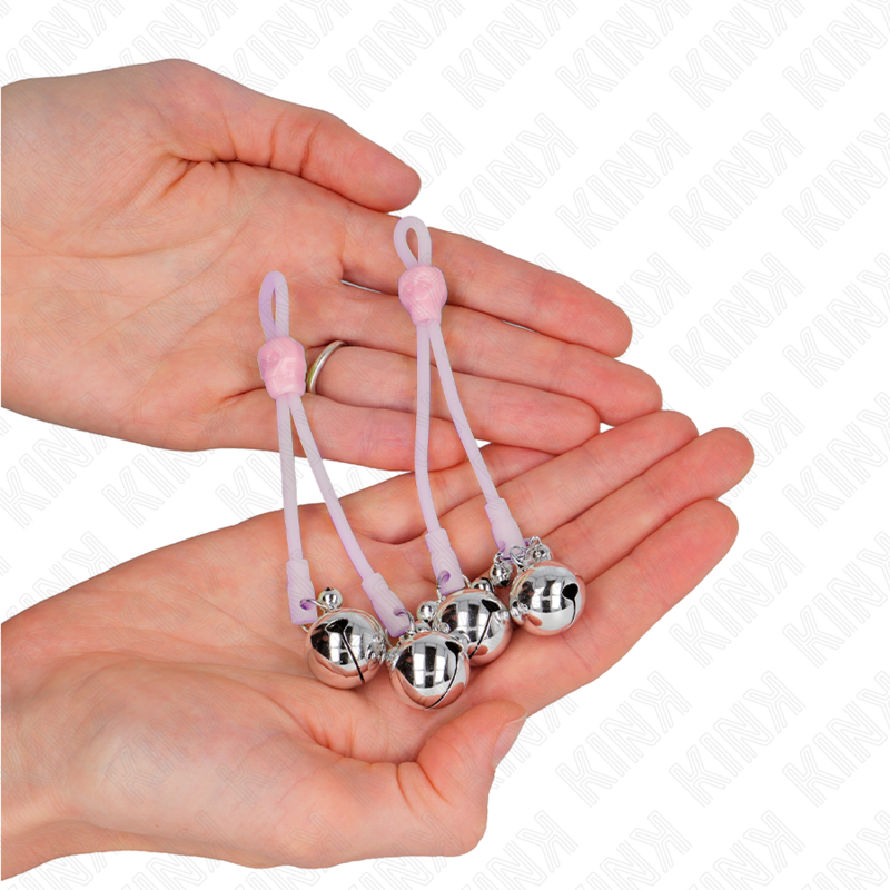 KINK - LUMINOUS SKULL NIPPLE CLAMPS WITH RING BELLS ADJUSTABLE PINK / SILVER - My naughty haven #