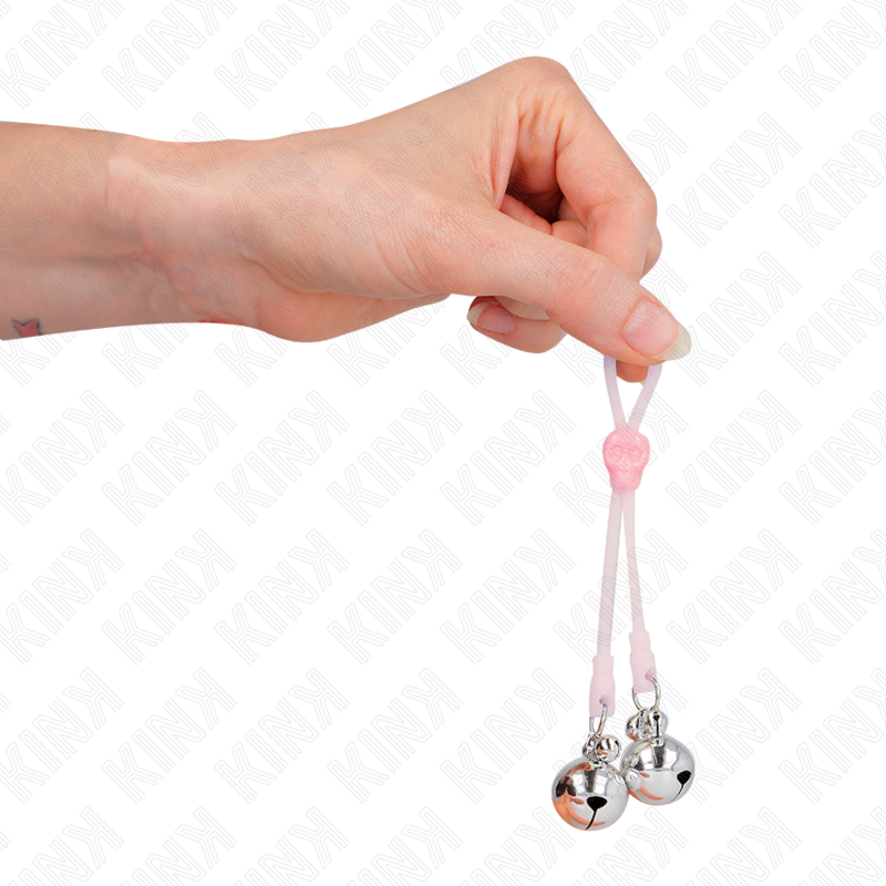 KINK - LUMINOUS SKULL NIPPLE CLAMPS WITH RING BELLS ADJUSTABLE PINK / SILVER - My naughty haven #