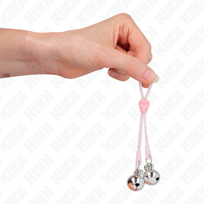 KINK - LUMINOUS SKULL NIPPLE CLAMPS WITH RING BELLS ADJUSTABLE PINK / SILVER - My naughty haven #