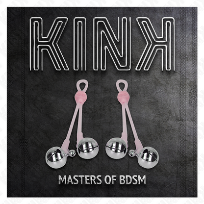 KINK - LUMINOUS SKULL NIPPLE CLAMPS WITH RING BELLS ADJUSTABLE PINK / SILVER - My naughty haven #